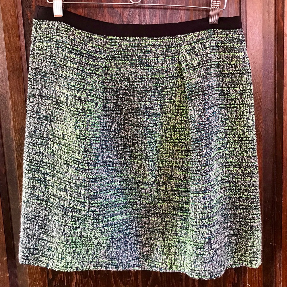 J.Crew boule skirt 8 lime green navy silver medium